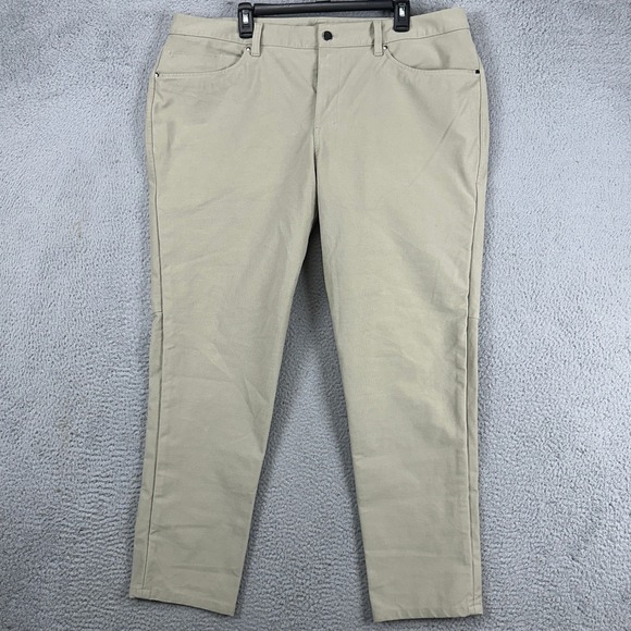 Lululemon Mens Utilitech Canvas Pants 40 Dark Khaki Flat Front Performance‎ Slim - Picture 1 of 9